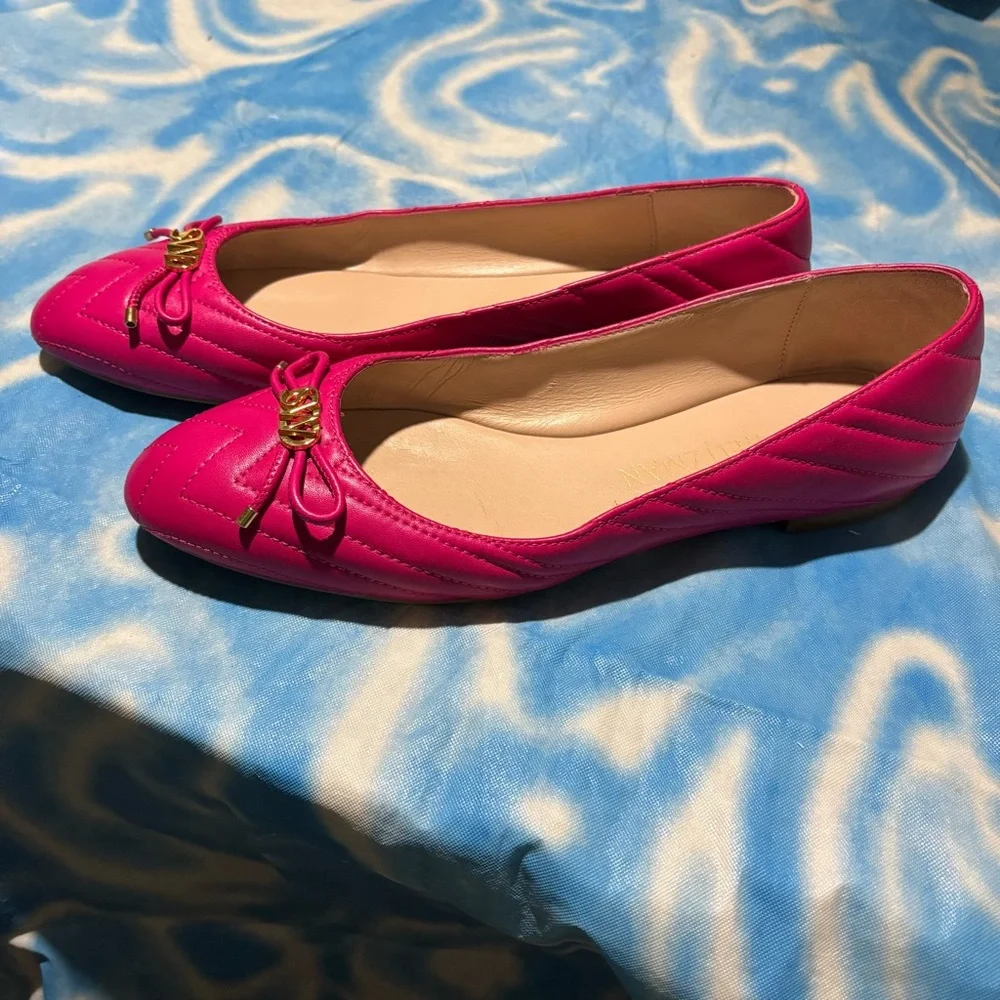 Stuart Weitzman Pink Quilted Flats with Gold Accents - Picture 8 of 8